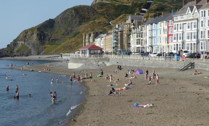 View of the Aberystwyth seafront and Constitution Hill